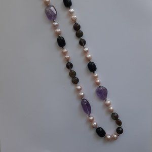 Natural Stone and Freshwater Pearl Necklace